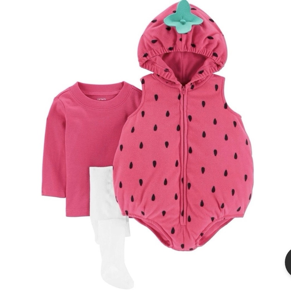 Carters Baby Strawberry Halloween Costume 24 Month Pink Fruit Fleece 1N722410